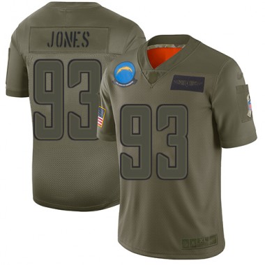 Los Angeles Chargers NFL Football Justin Jones Olive Jersey Men Limited #93 2019 Salute to Service